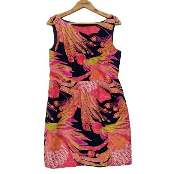 Nanette Lepore Exotic Plume Mini Dress Size 6 Floral Silk Linen Blend Pockets - Picture 2 of 10